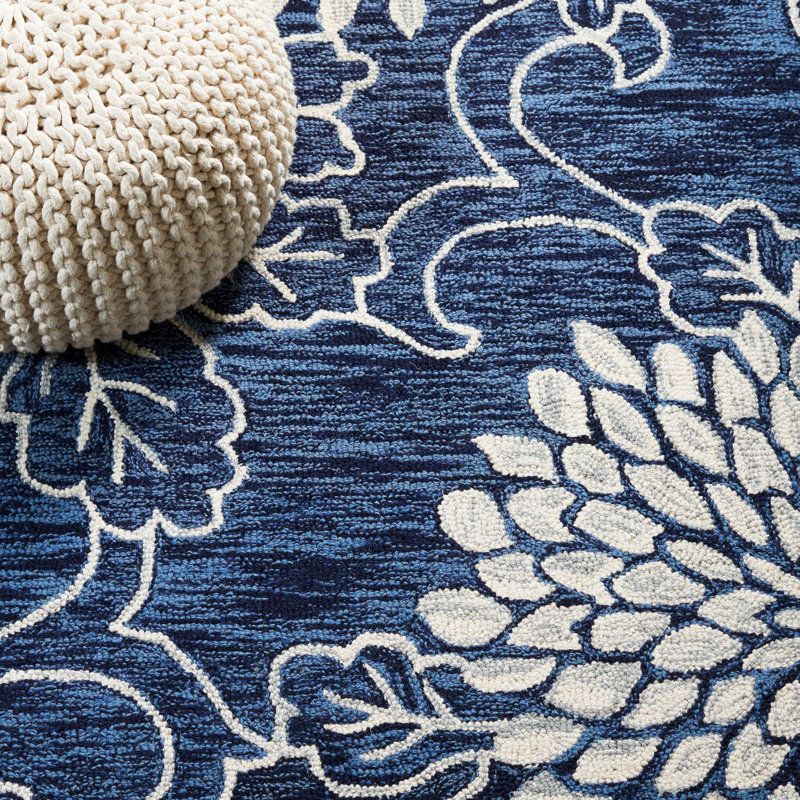 Charlton Home® Abrea Handmade Hand Tufted Wool Navy/Ivory Rug & Reviews